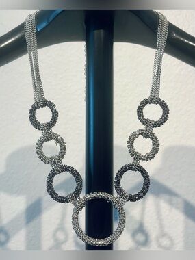 Stainless Steel Circle Link Statement Necklace